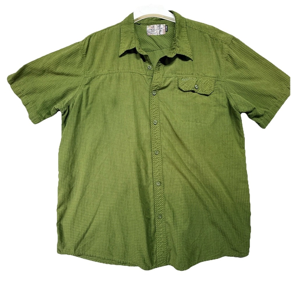 Realtree Men's‎ XXL Green Short Sleeve Button Up Fishing Hiking Outdoor Shirt